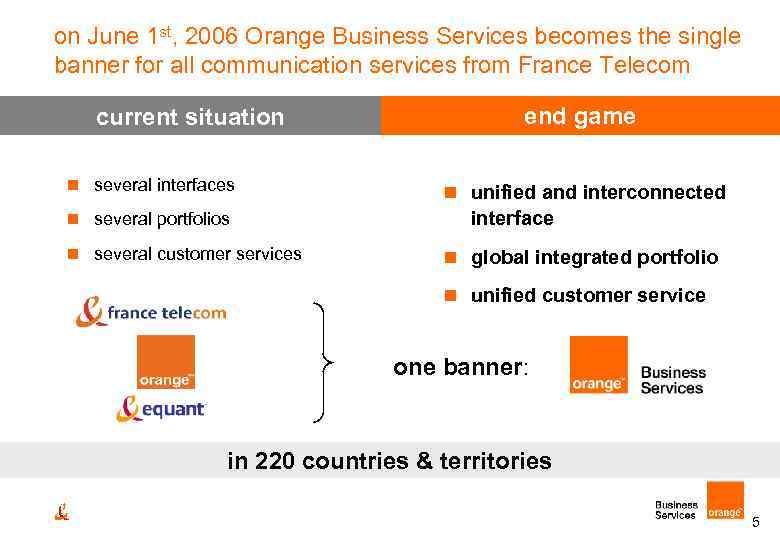 on June 1 st, 2006 Orange Business Services becomes the single banner for all