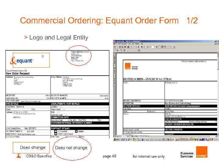 Commercial Ordering: Equant Order Form 1/2 > Logo and Legal Entity Does change CS&O