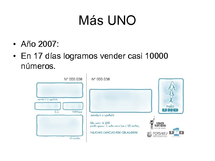 Más UNO • Año 2007: • En 17 días logramos vender casi 10000 números.