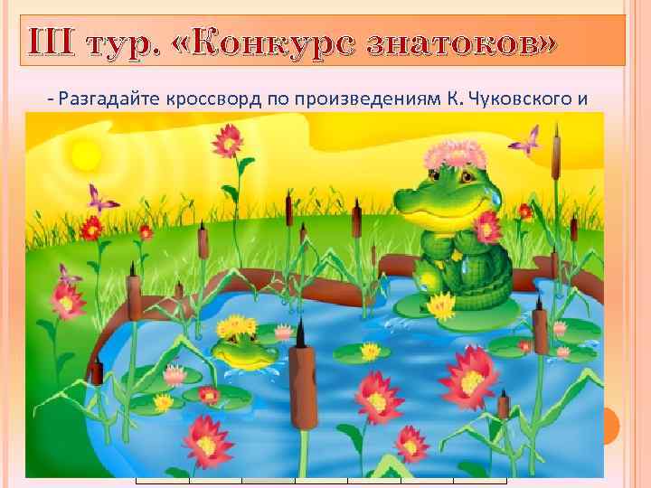 III тур. «Конкурс знатоков» - Разгадайте кроссворд по произведениям К. Чуковского и узнаете, как