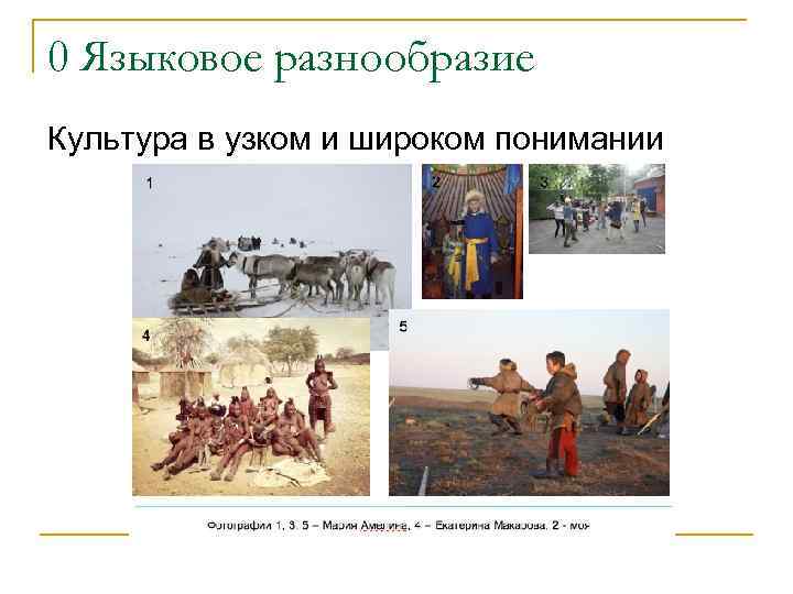 0 Языковое разнообразие Культура в узком и широком понимании 