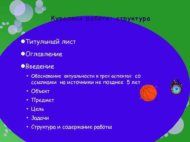 Курсовая работа: структура Титульный лист Оглавление Введение • Обоснование актуальности в трех аспектах со
