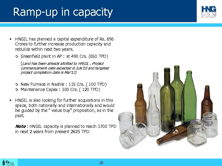 Ramp-up in capacity § HNGIL has planned a capital expenditure of Rs. 896 Crores