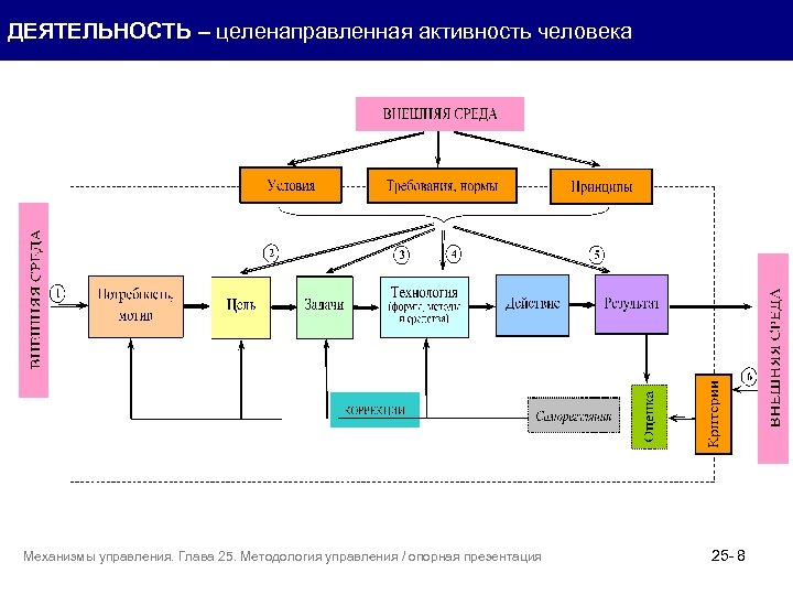 ДЕЯТЕЛЬНОСТЬ – целенаправленная активность человека Механизмы управления. Глава 25. Методология управления / опорная презентация