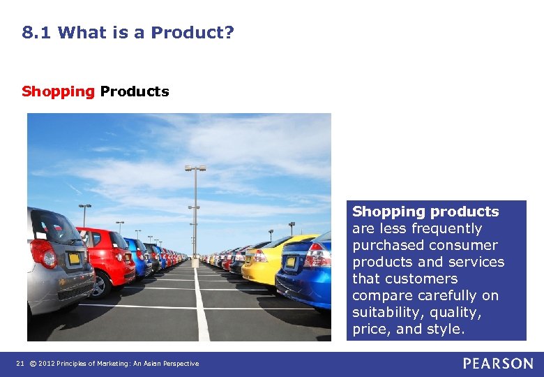 8. 1 What is a Product? Shopping Products Shopping products are less frequently purchased