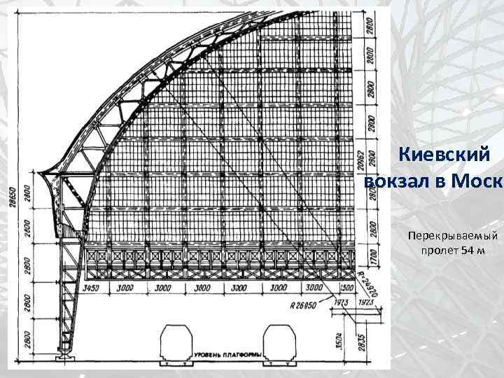 Киевский вокзал в Москв Перекрываемый пролет 54 м 