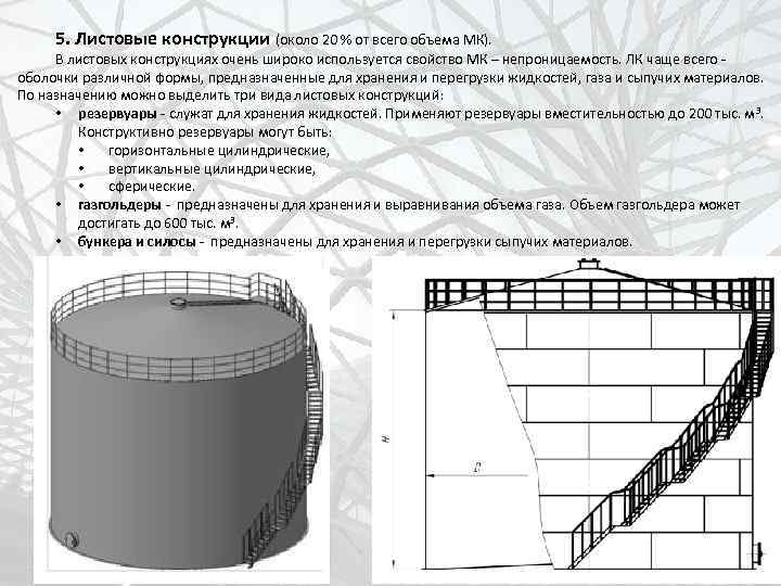 5. Листовые конструкции (около 20 % от всего объема МК). В листовых конструкциях очень