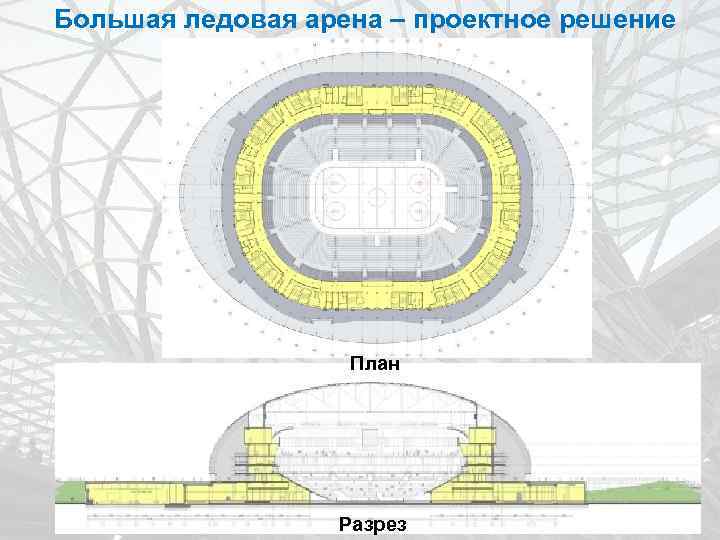 Большая ледовая арена – проектное решение План Разрез 