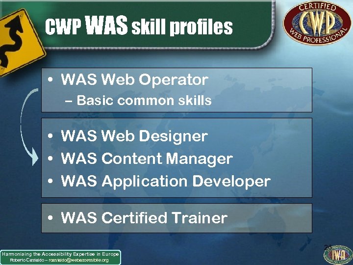 CWP WAS skill profiles • WAS Web Operator – Basic common skills • WAS