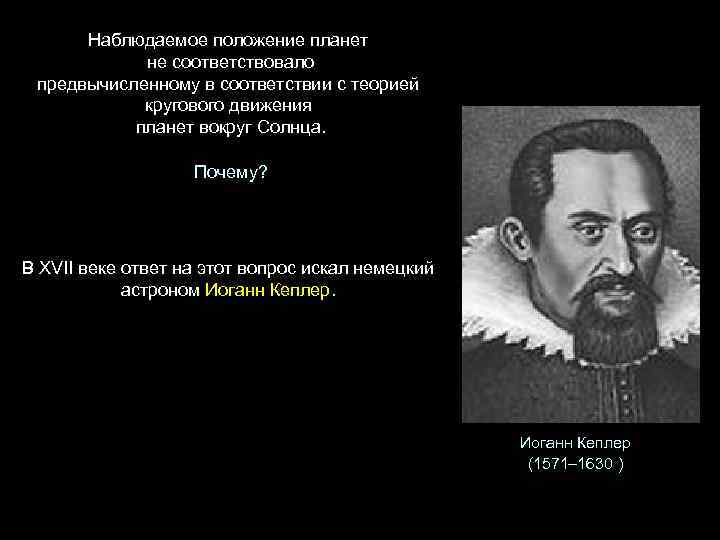 Наблюдаемое положение планет не соответствовало предвычисленному в соответствии с теорией кругового движения планет вокруг