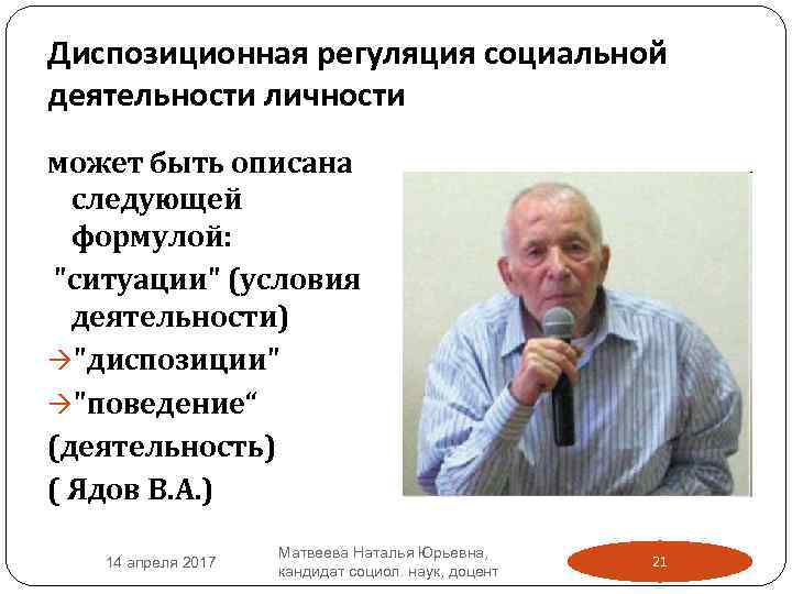 Диспозиционная регуляция социального поведения личности