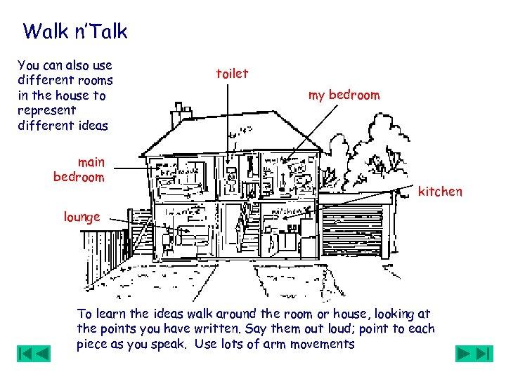 Walk n’Talk You can also use different rooms in the house to represent different