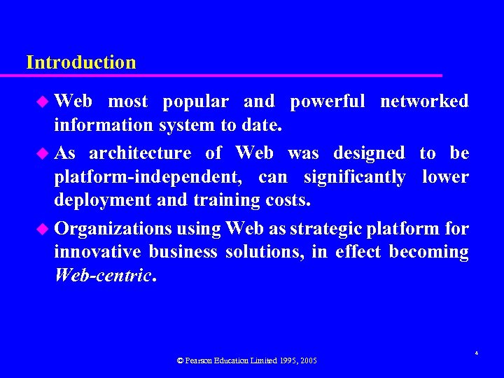 Introduction u Web most popular and powerful networked information system to date. u As