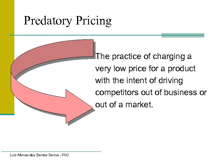 Predatory Pricing The practice of charging a very low price for a product with