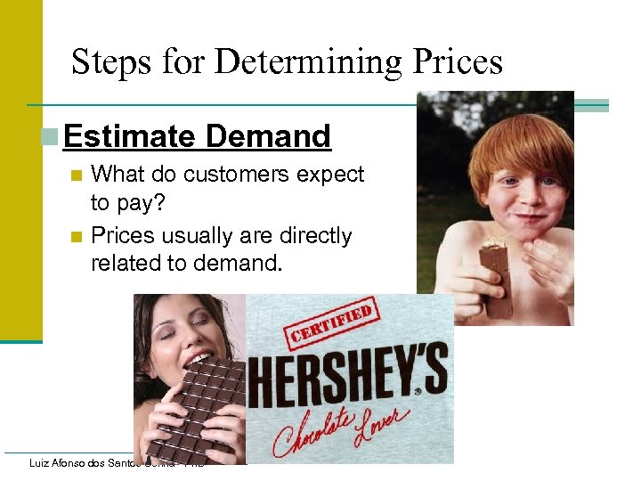 Steps for Determining Prices n Estimate Demand What do customers expect to pay? n