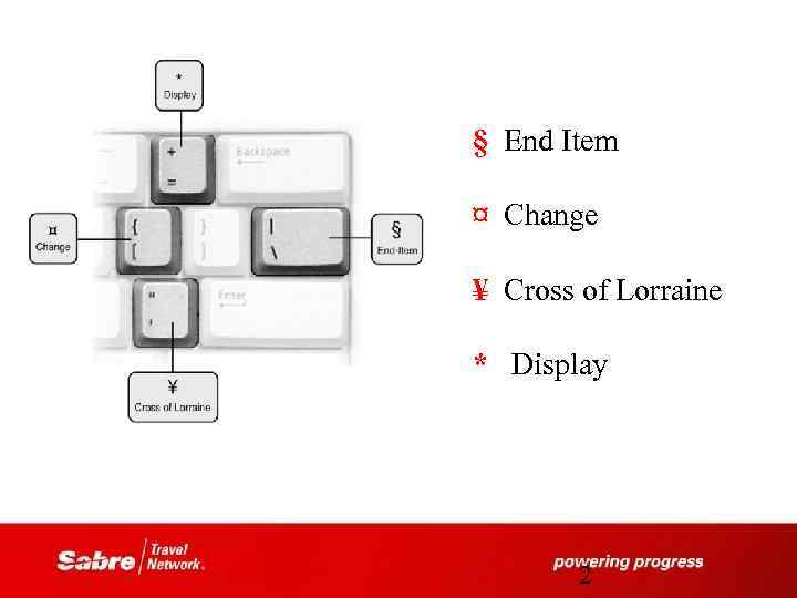 § End Item ¤ Change ¥ Cross of Lorraine * Display 2 