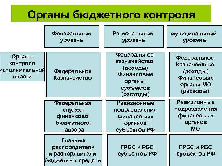 Полномочия органов финансово бюджетного контроля