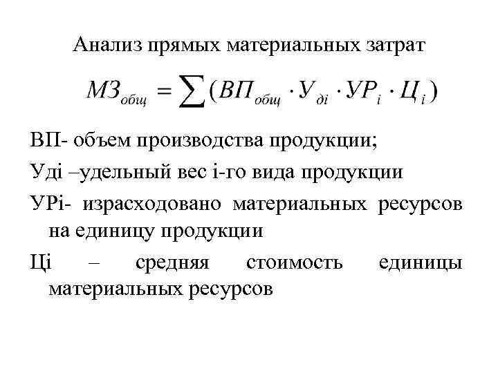 Прямые материальные затраты на единицу продукции