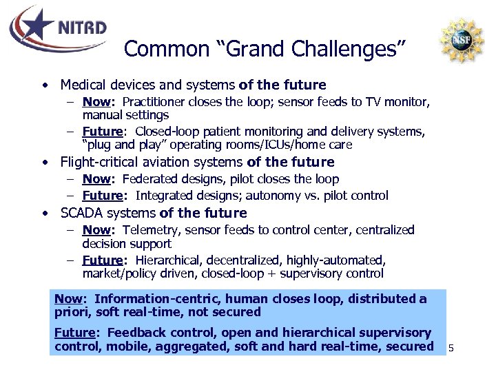 Common “Grand Challenges” • Medical devices and systems of the future – Now: Practitioner