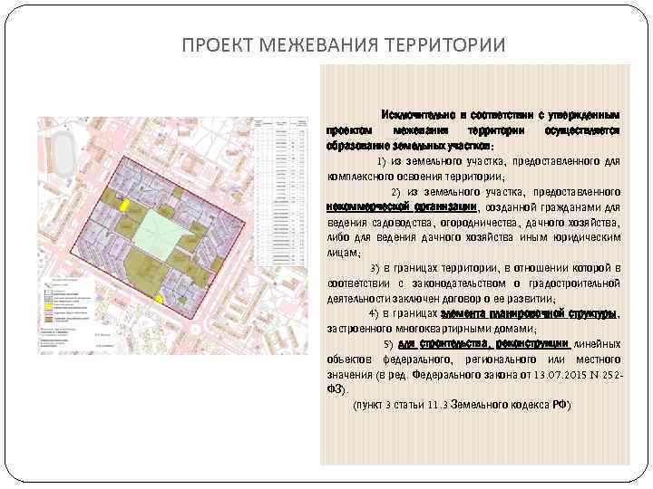 Образование земельных участков осуществляется только в соответствии с проектом межевания территории