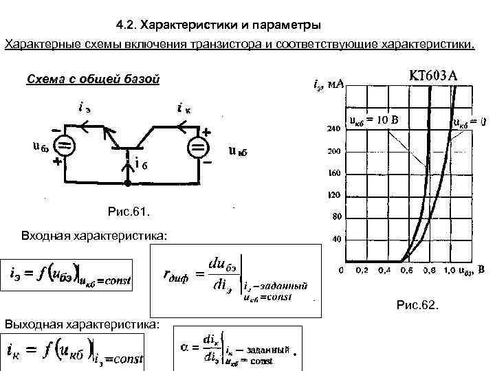 4. 2. Характеристики и параметры Характерные схемы включения транзистора и соответствующие характеристики. Схема с