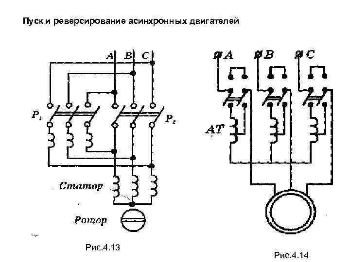 Пуск и реверсирование асинхронных двигателей Рис. 4. 13 Рис. 4. 14 