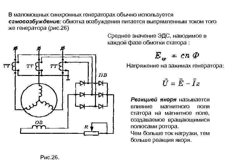 Схема трехфазного синхронного генератора