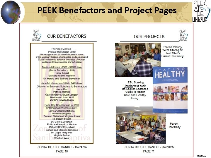 PEEK Benefactors and Project Pages Page 10 