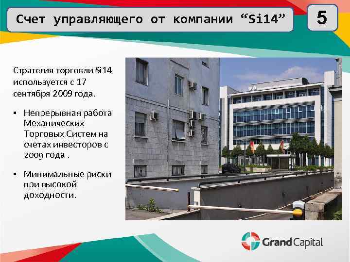 Счет управляющего от компании “Si 14” Стратегия торговли Si 14 используется с 17 сентября