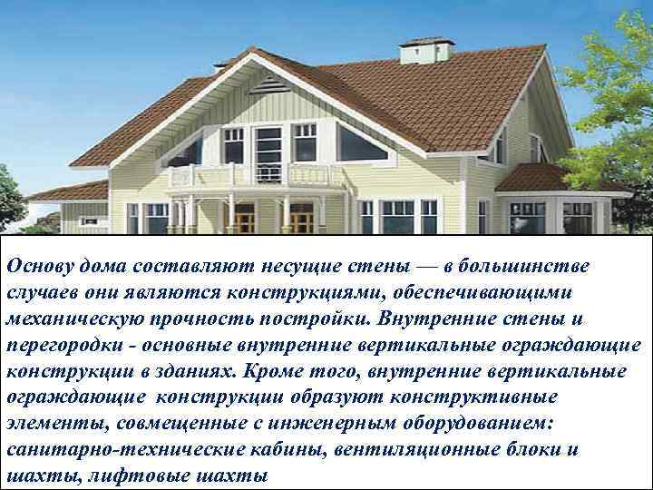 Основу дома составляют несущие стены — в большинстве случаев они являются конструкциями, обеспечивающими механическую