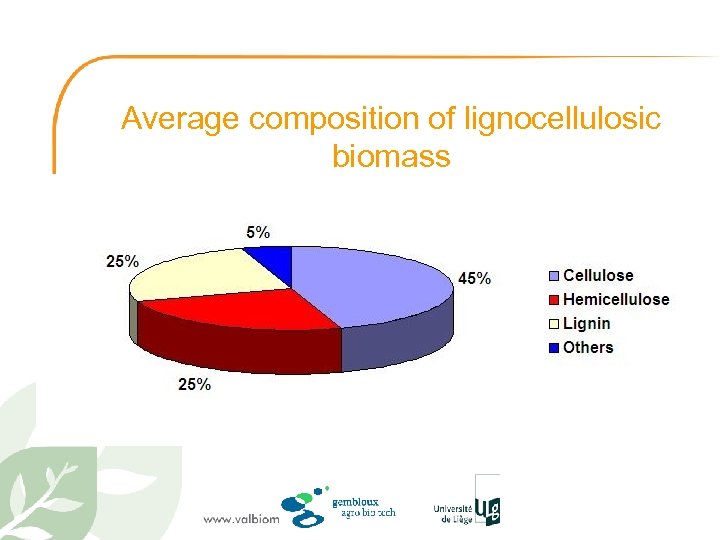 Average composition of lignocellulosic biomass 