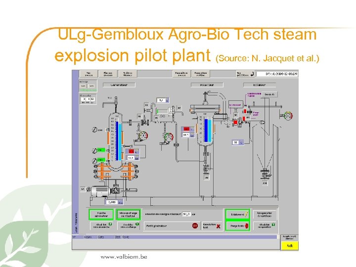 ULg-Gembloux Agro-Bio Tech steam explosion pilot plant (Source: N. Jacquet et al. ) 