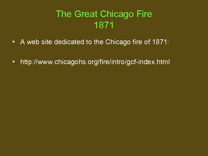 The Great Chicago Fire 1871 • A web site dedicated to the Chicago fire