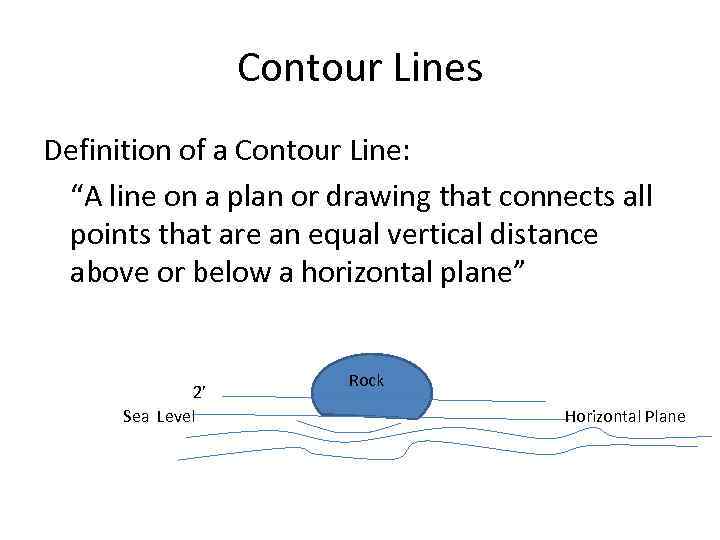 Contour Lines Definition of a Contour Line: “A line on a plan or drawing