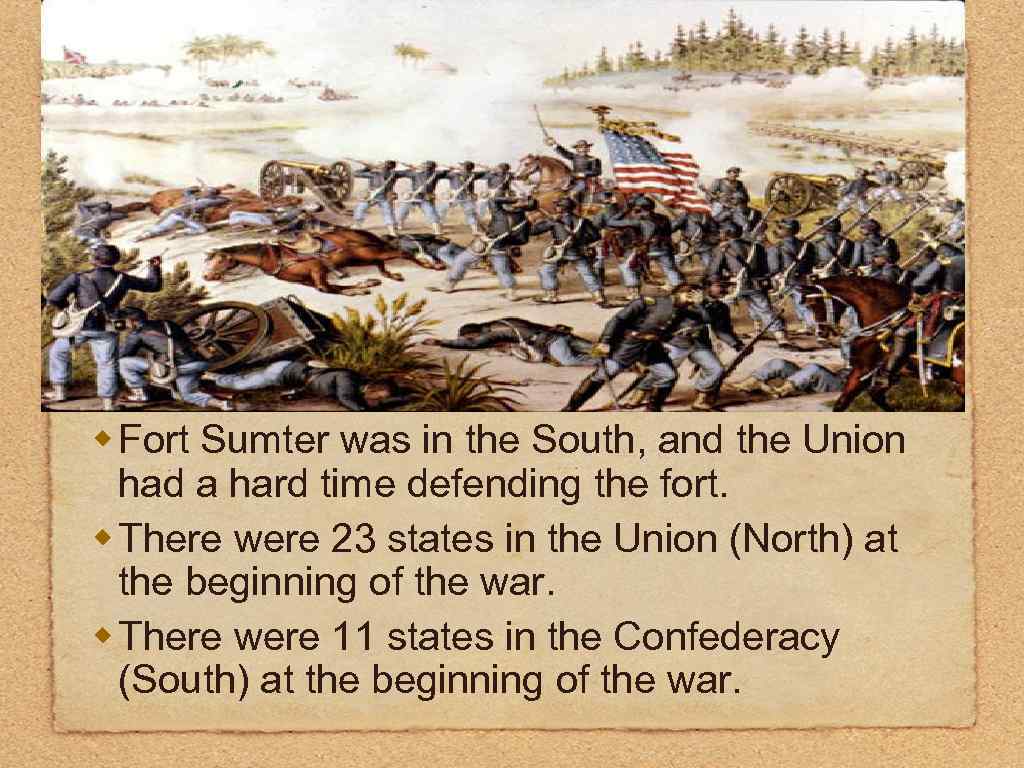 w Fort Sumter was in the South, and the Union had a hard time