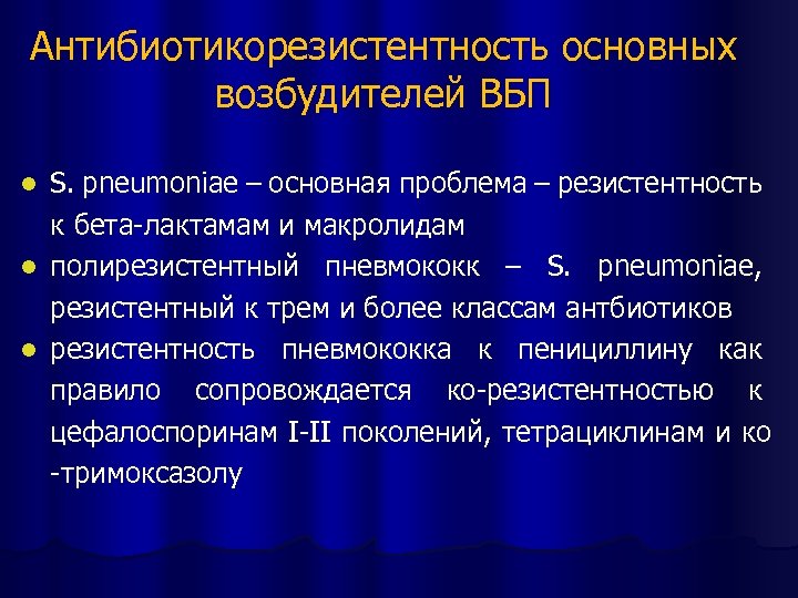 Антибиотикорезистентность основных возбудителей ВБП S. pneumoniae – основная проблема – резистентность к бета-лактамам и