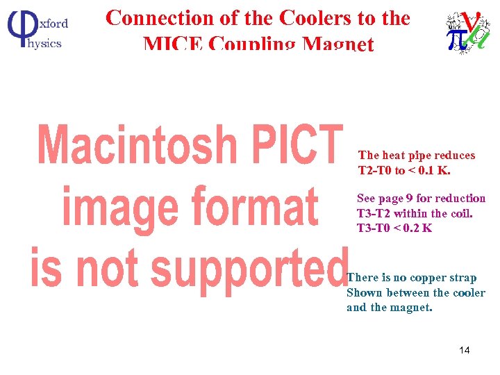 Connection of the Coolers to the MICE Coupling Magnet The heat pipe reduces T