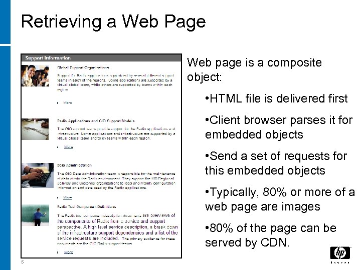 Retrieving a Web Page Web page is a composite object: • HTML file is