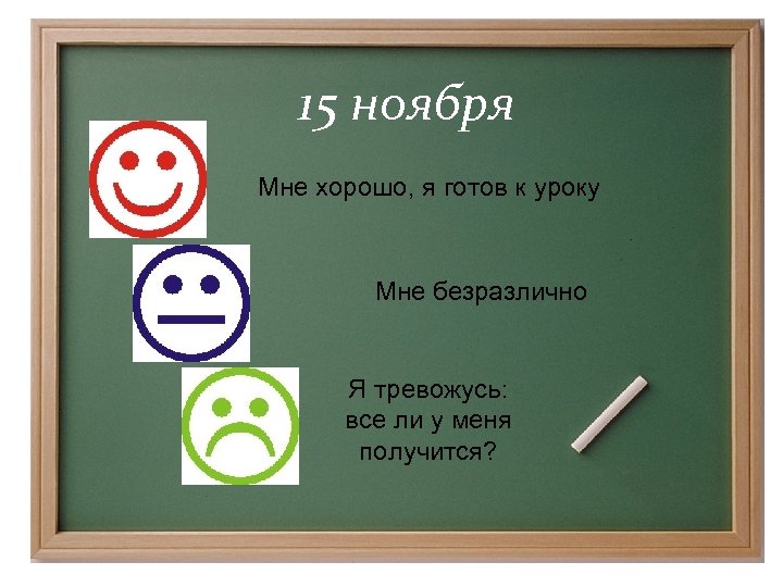 15 ноября Мне хорошо, я готов к уроку Мне безразлично Я тревожусь: все ли