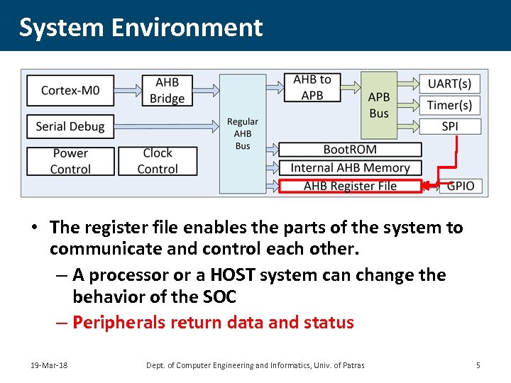 System Environment • The register file enables the parts of the system to communicate