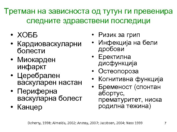 Третман на зависноста од тутун ги превенира следните здравствени последици • ХОББ • Кардиоваскуларни