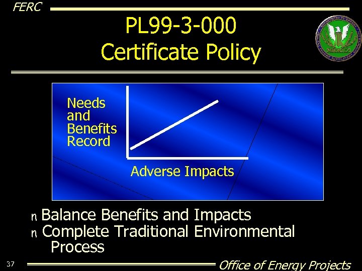 FERC PL 99 -3 -000 Certificate Policy Needs and Benefits Record Adverse Impacts n