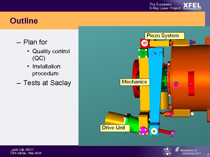 The European X-Ray Laser Project XFEL X-Ray Free-Electron Laser Outline Piezo System – Plan