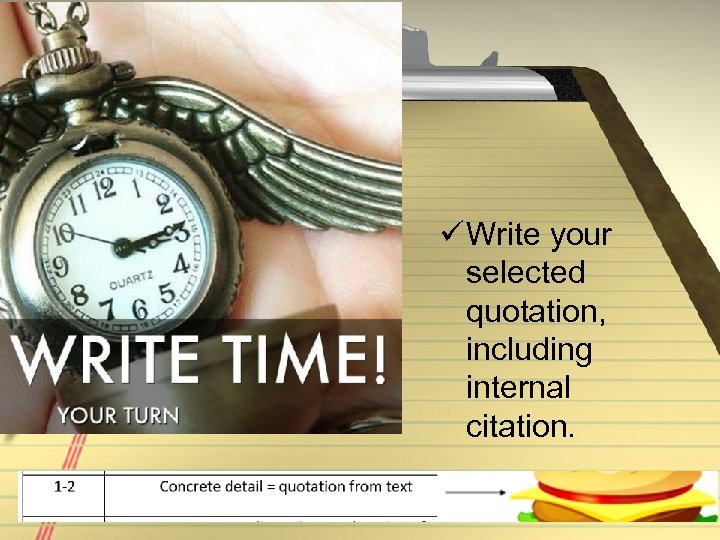 ü Write your selected quotation, including internal citation. 