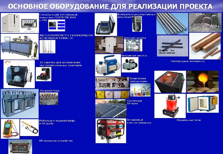ОСНОВНОЕ ОБОРУДОВАНИЕ ДЛЯ РЕАЛИЗАЦИИ ПРОЕКТА 21 