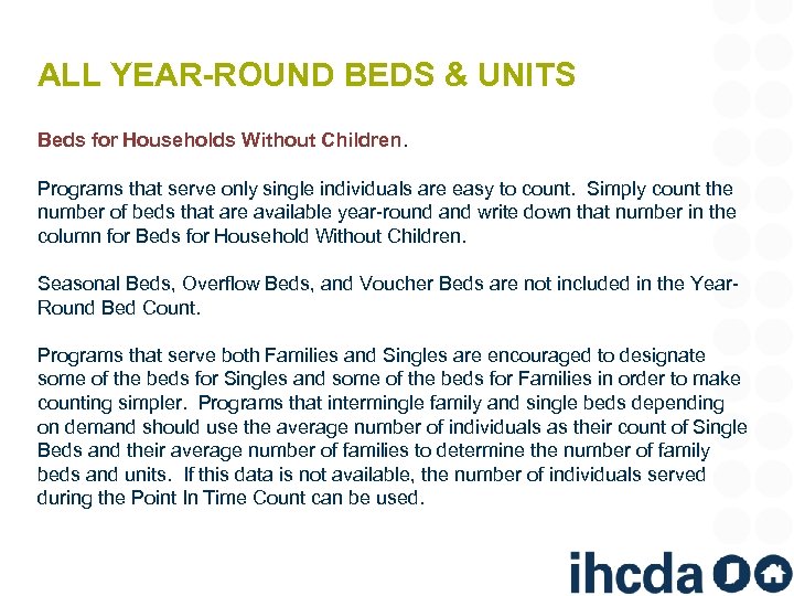 ALL YEAR-ROUND BEDS & UNITS Beds for Households Without Children. Programs that serve only