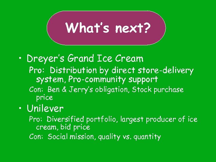 What’s next? • Dreyer’s Grand Ice Cream Pro: Distribution by direct store-delivery system, Pro-community