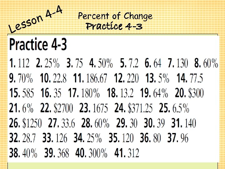 ess L 4 -4 on Percent of Change Practice 4 -3 