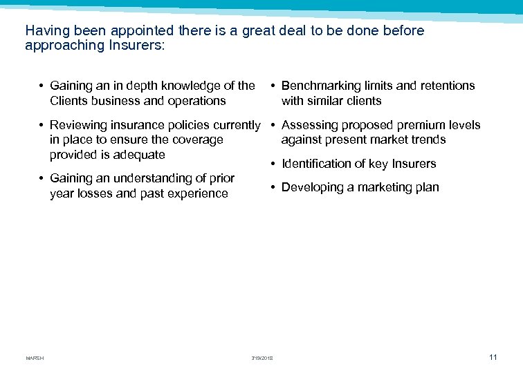 Having been appointed there is a great deal to be done before approaching Insurers: