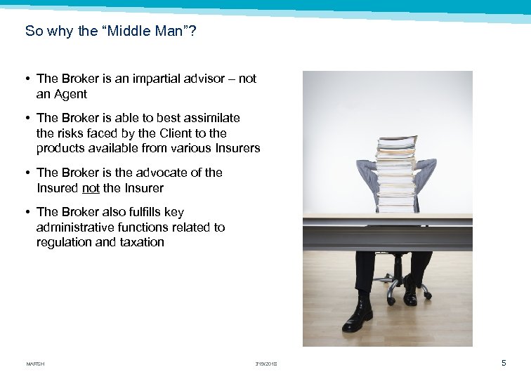 So why the “Middle Man”? • The Broker is an impartial advisor – not